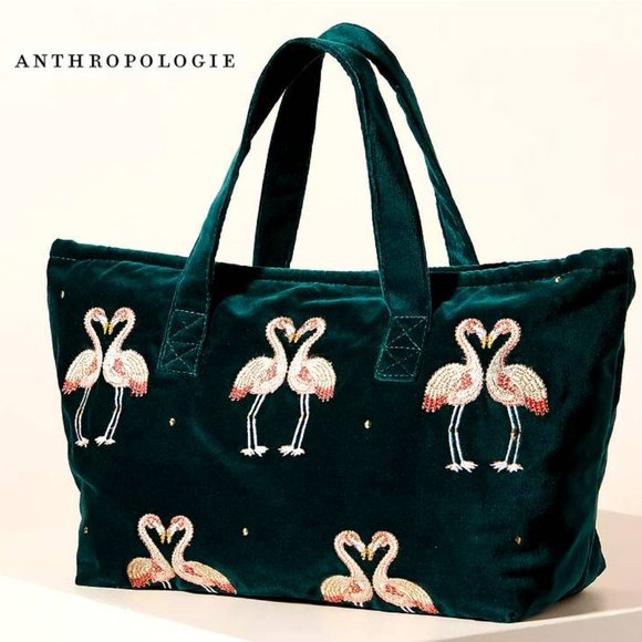 Anthropologie Handbags - NWT Celtic Flamingo Velvet Tote Bag